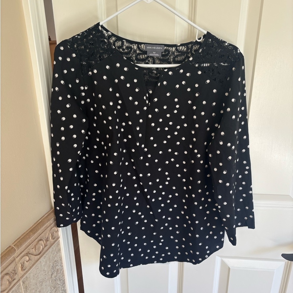 Van Heusen Black and White Polka Dot Blouse